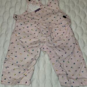 Oshkosh Baby Girl Vintage Overalls Pink Floral Long Pant Button Size 3 To 6mth